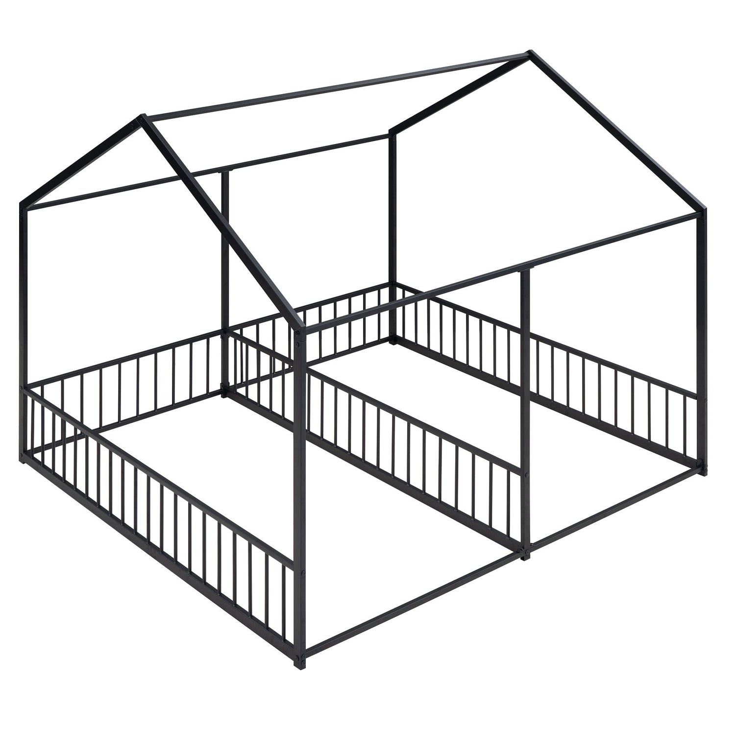 House Platform Beds, 2 Shared Beds, Metal Frame With Guardrails