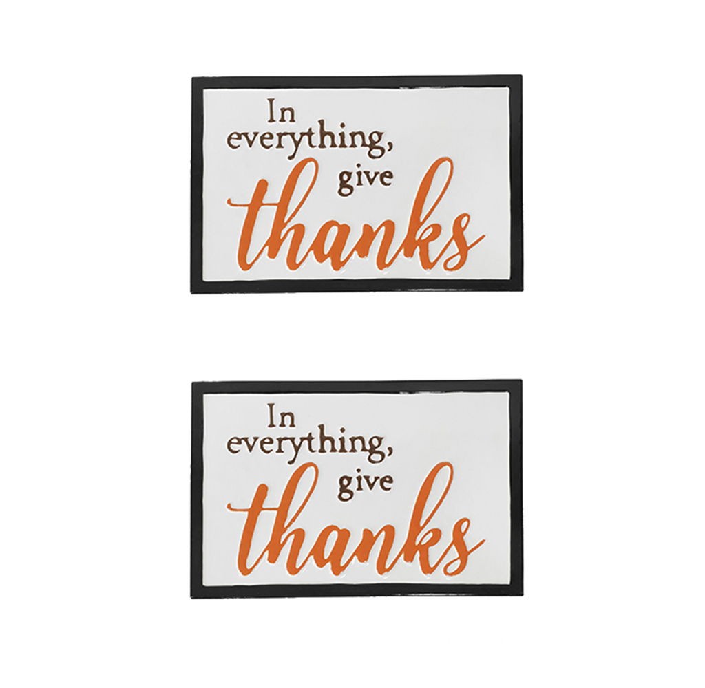 Thanks Wall Sign, Wall Art Decor For Harvest Festival Fall Festival &amp; Thanksgiving Table Decorations (Set of 2) - Black / Orange / White