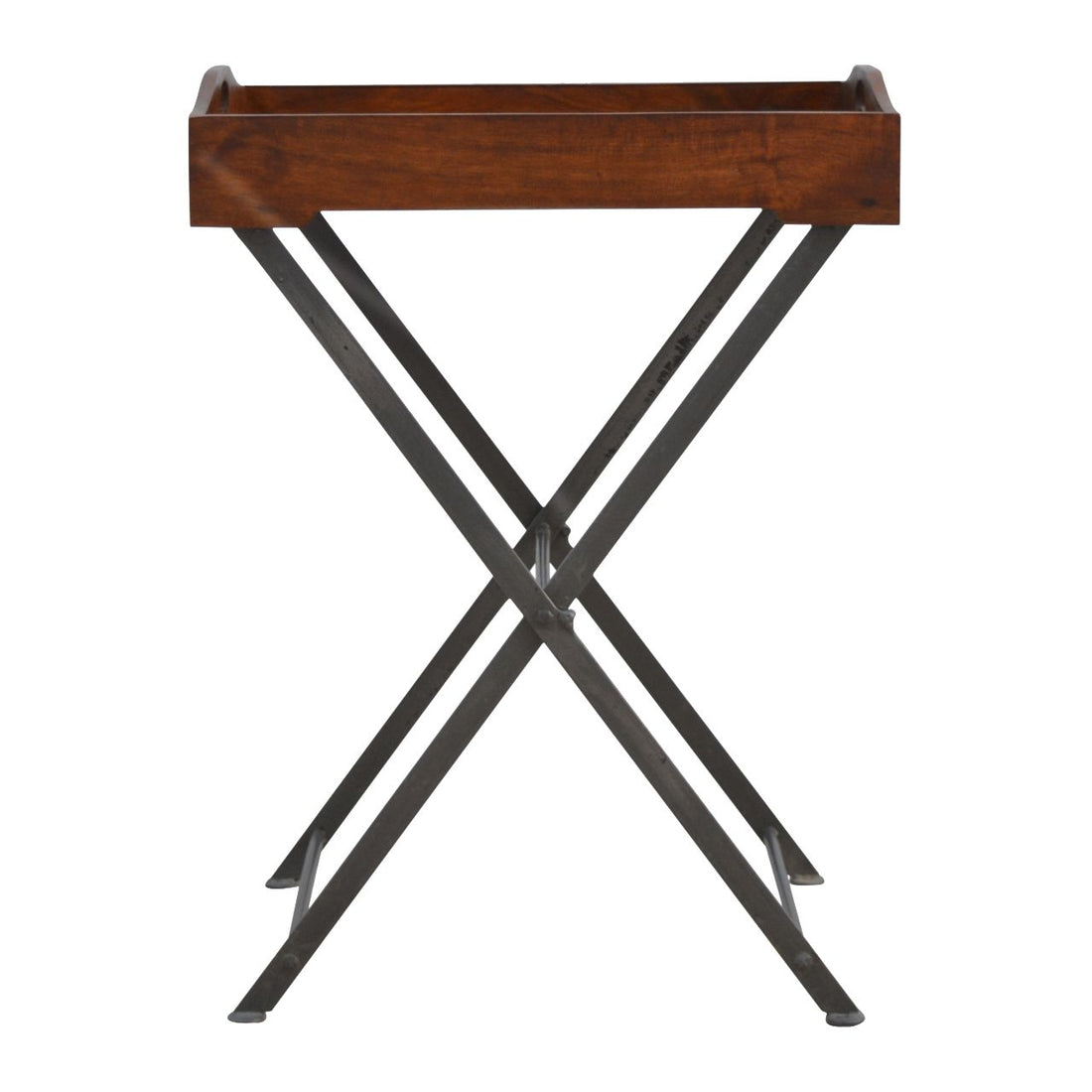 Tray With Cross Iron Base - Brown / Steel Gray