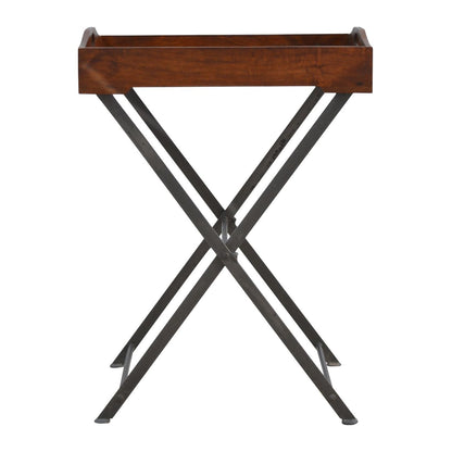 Tray With Cross Iron Base - Brown / Steel Gray