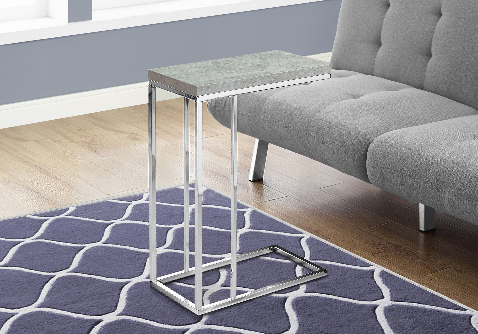 Accent Table, C - Shaped, Tempered Glass, Stylish Design Contemporary &amp; Modern