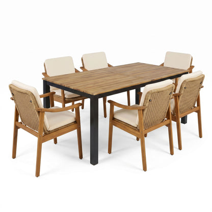7 Piece Outdoor Patio Dining Set With &amp; 6 Arm Chairs