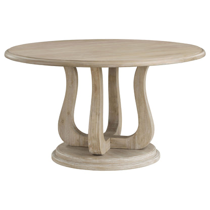 Verdugo - Round Dining Table With Pedestal Base - White Washed