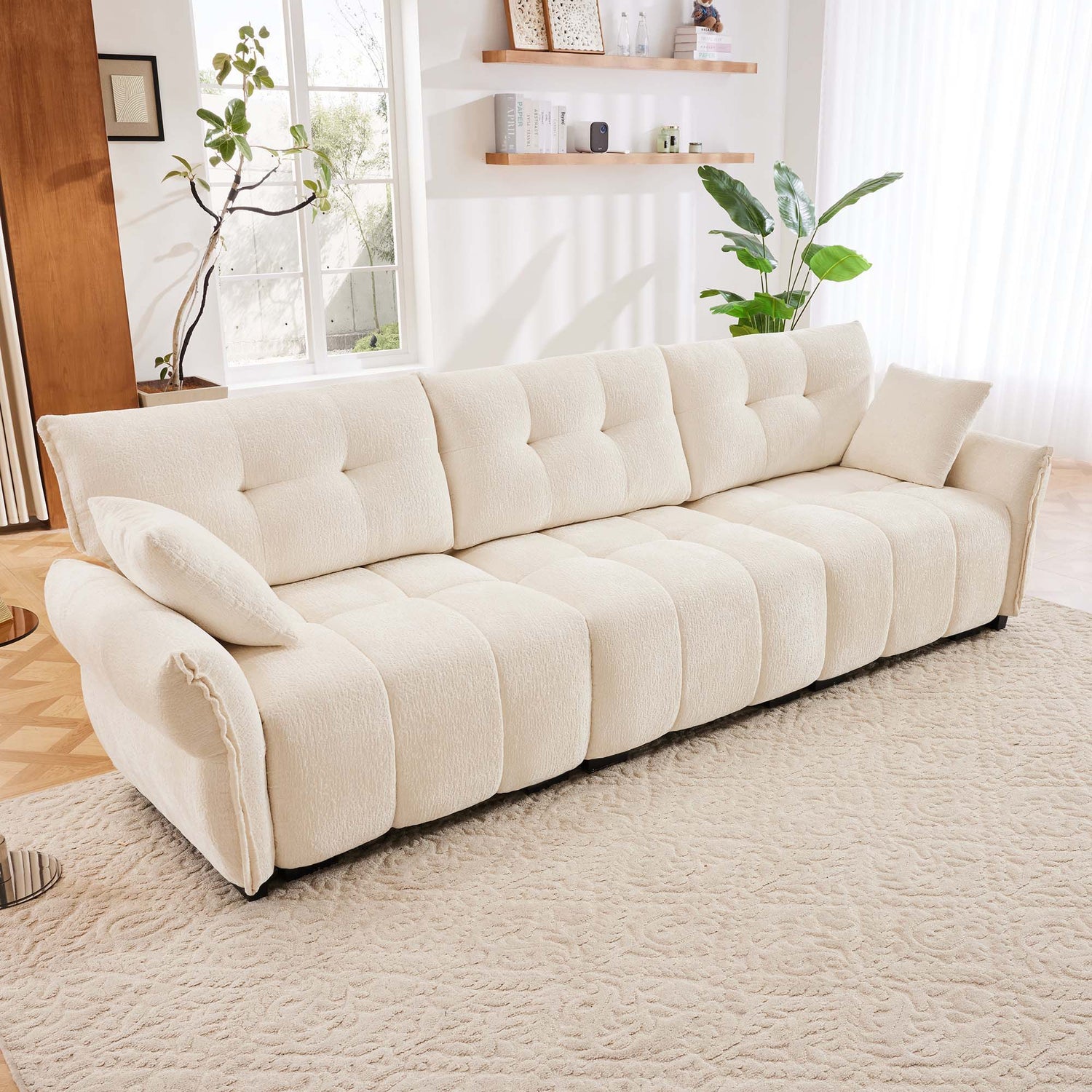 Modern Sofa &amp; Pillows, Textured Cover, High Rebound Cushions