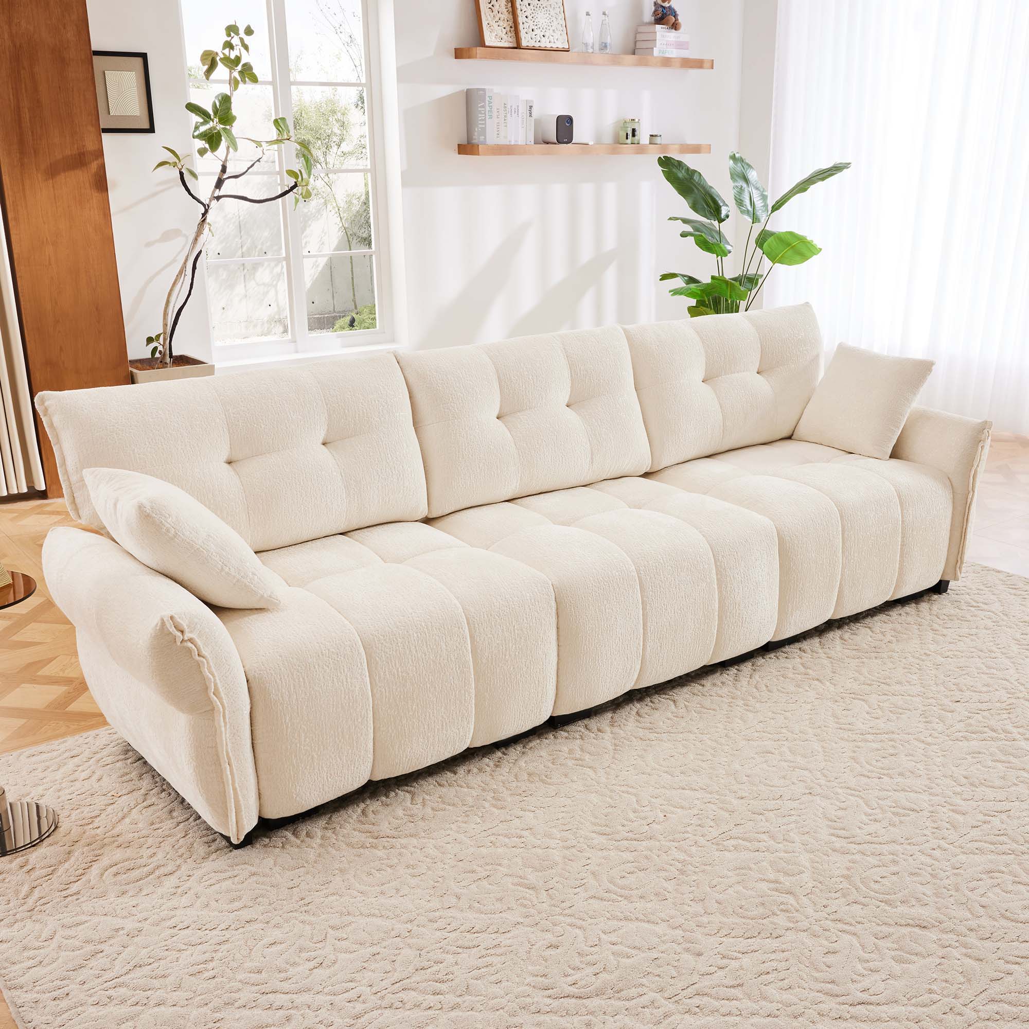 Modern Sofa &amp; Pillows, Textured Cover, High Rebound Cushions