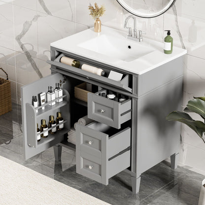 Bathroom Vanity With Top Sink, 2 Drawers &amp; Tip Out Drawer