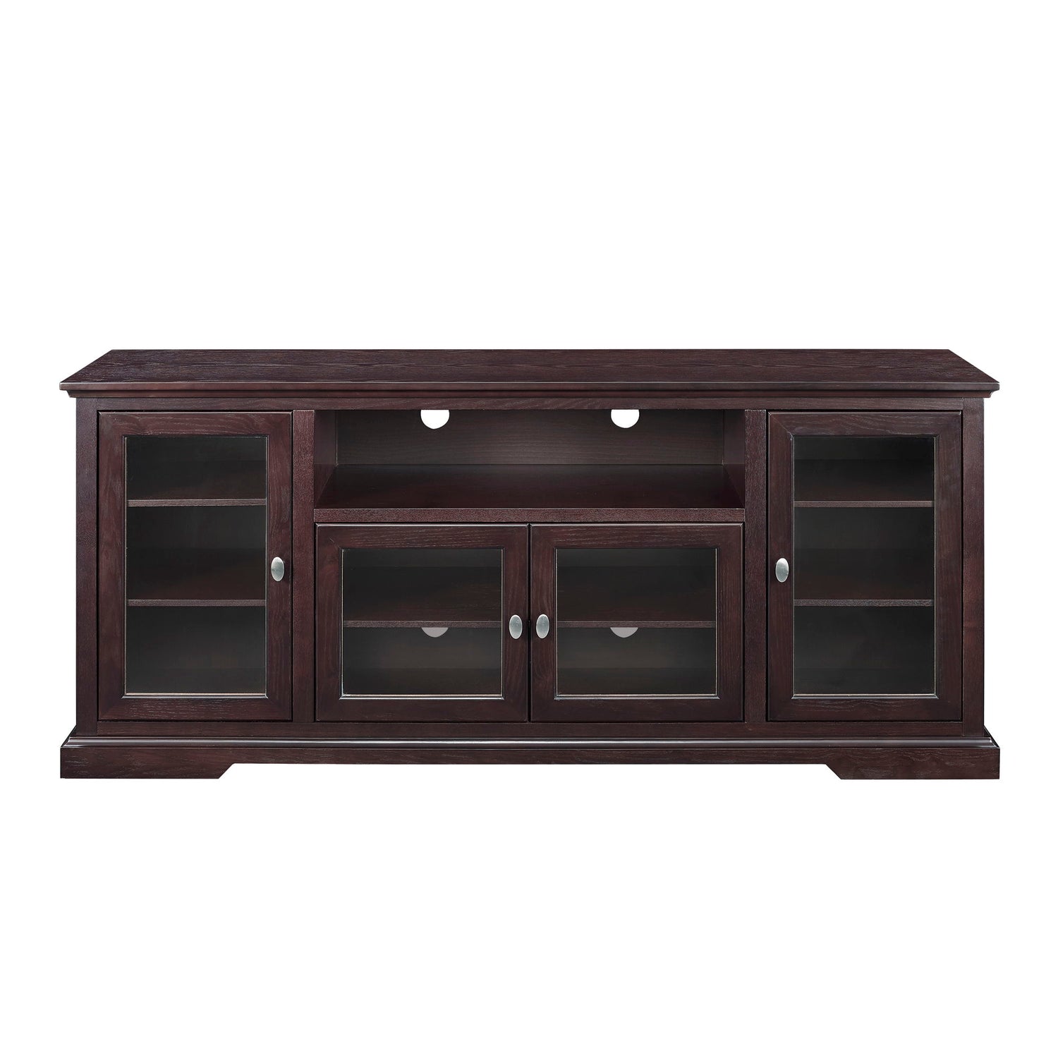 Transitional Classic 70&quot; TV Stand For 80&quot; TVs With 4 Glass Doors
