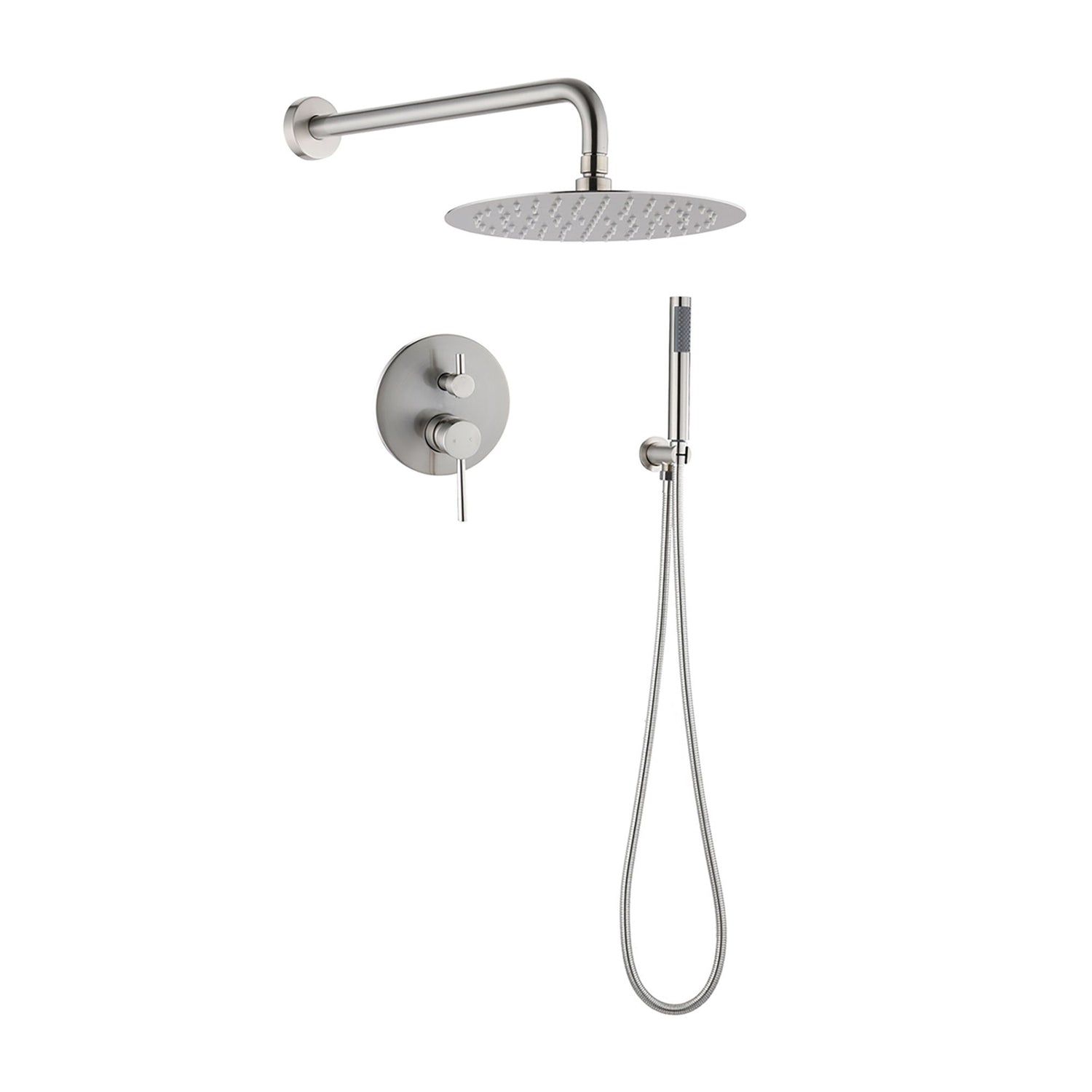Elegant 10&quot; Round Rain Shower Head And Handheld Set With Adjustable Tilt And Dual Modes
