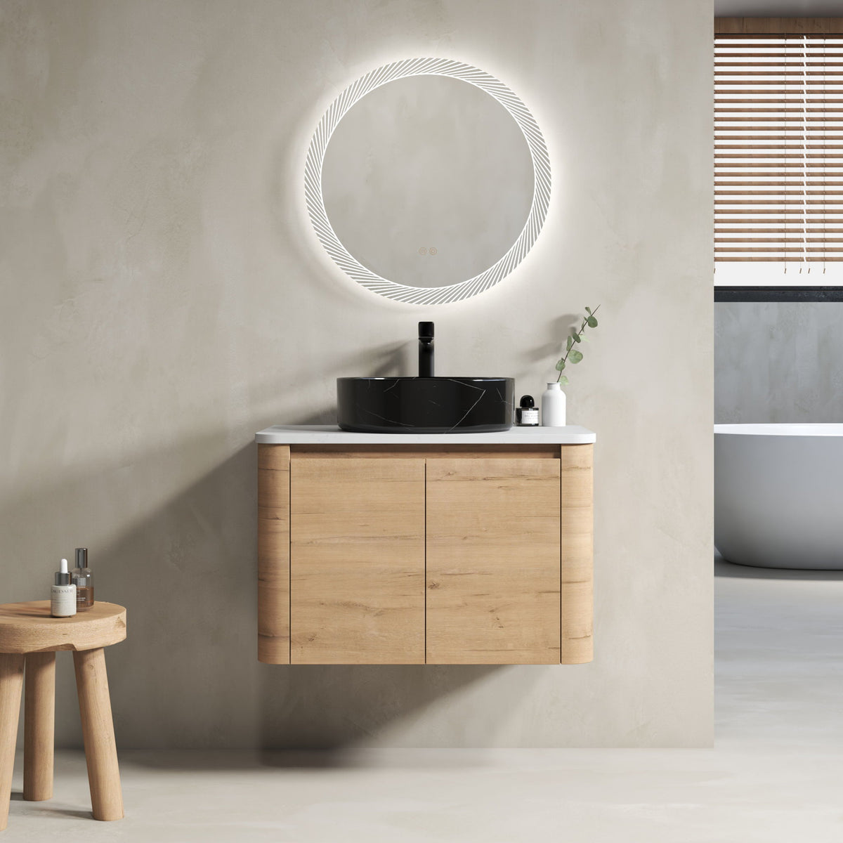 Wall Mounted Bathroom Vanity With Art Sink &amp; 1 Soft Close Door