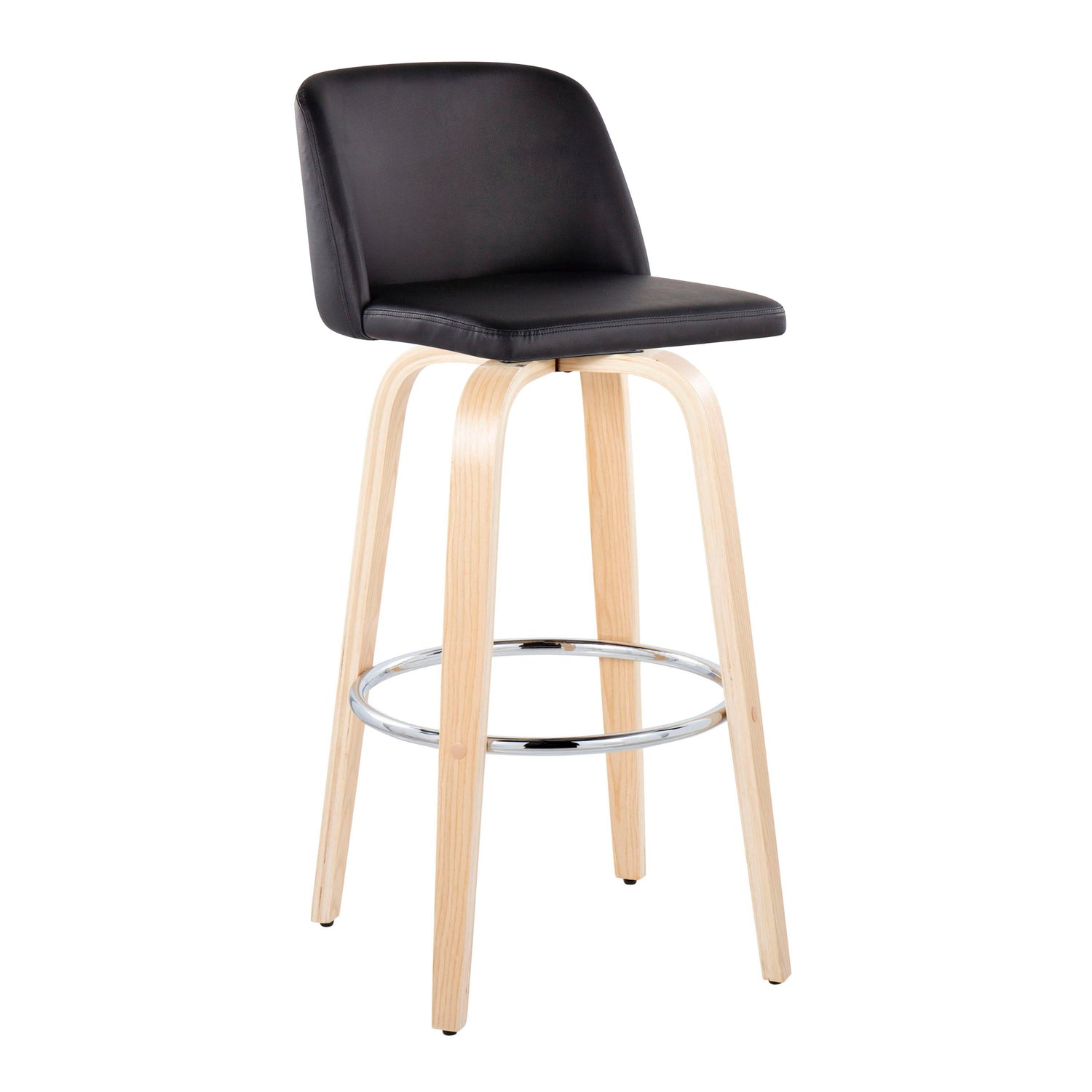 Toriano - Contemporary Fixed Height Barstool &amp; Swivel With Round Footrest (Set of 2)