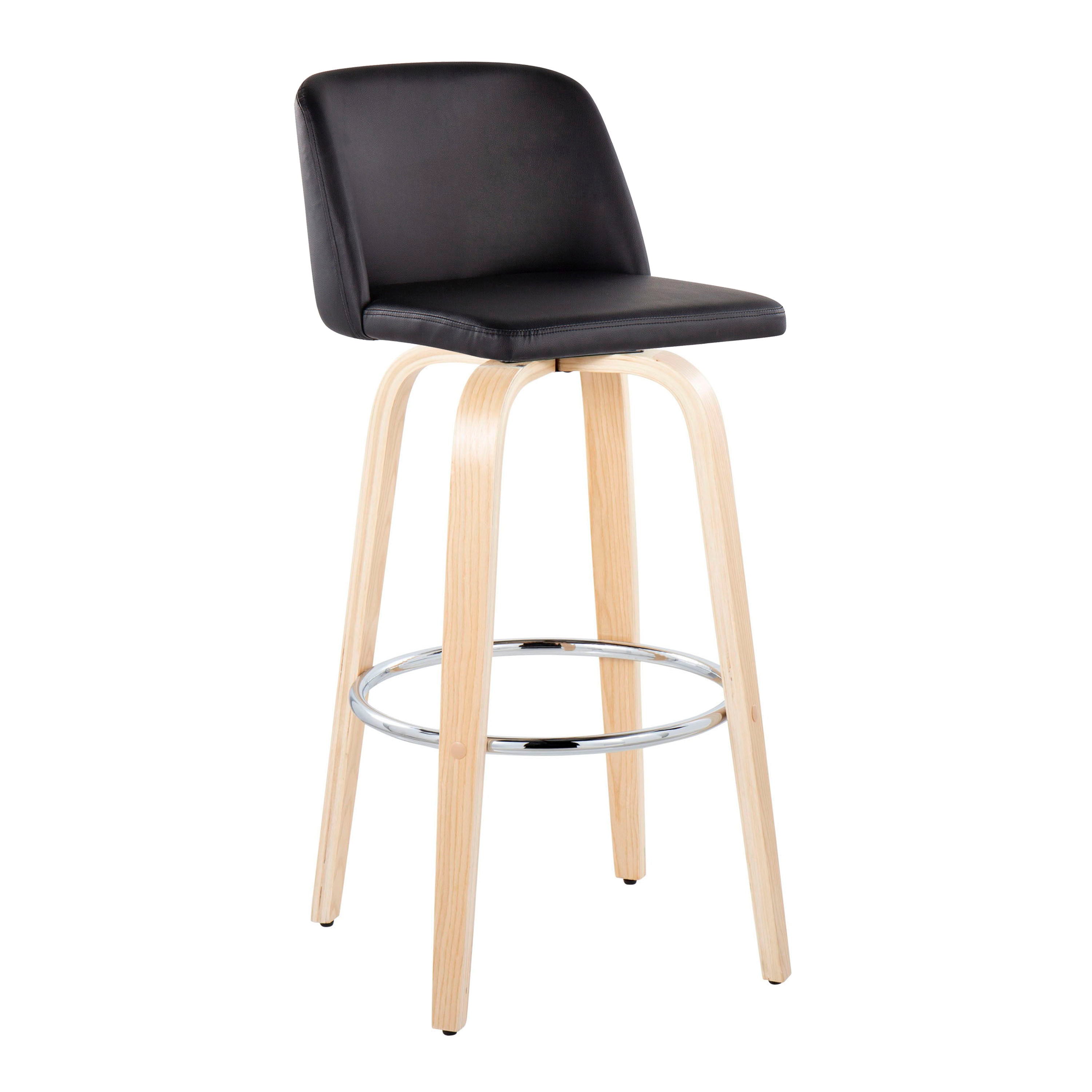 Toriano - Contemporary Fixed Height Barstool &amp; Swivel With Round Footrest (Set of 2)