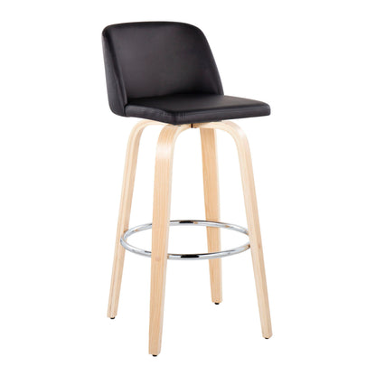 Toriano - Contemporary Fixed Height Barstool &amp; Swivel With Round Footrest (Set of 2)