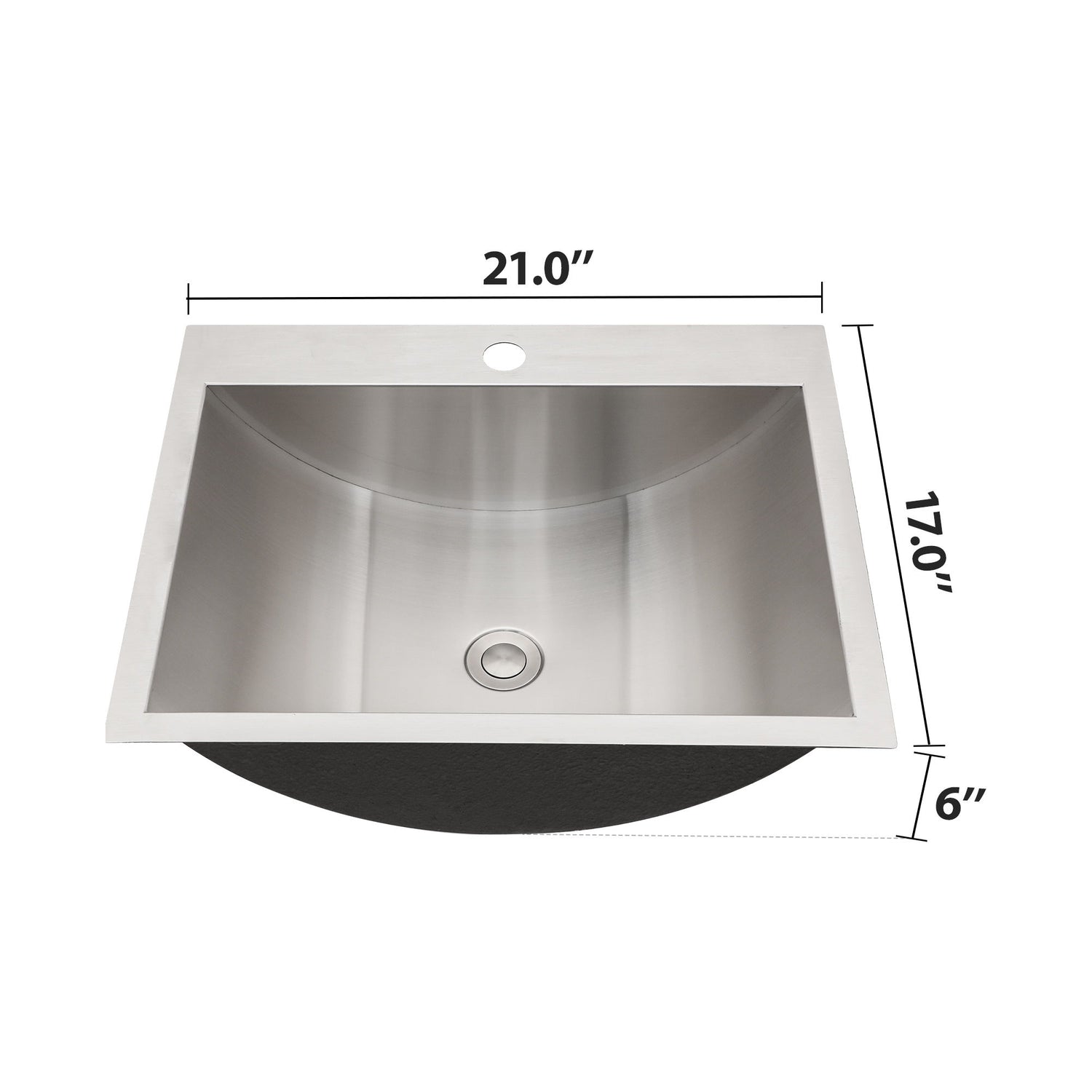21 X 17&quot; Drop In Bathroom Sink With Pop Up Drain, Stainless Steel Su304, Durable &amp; Rust Resistant, Easy Installation - Brushed Nickel