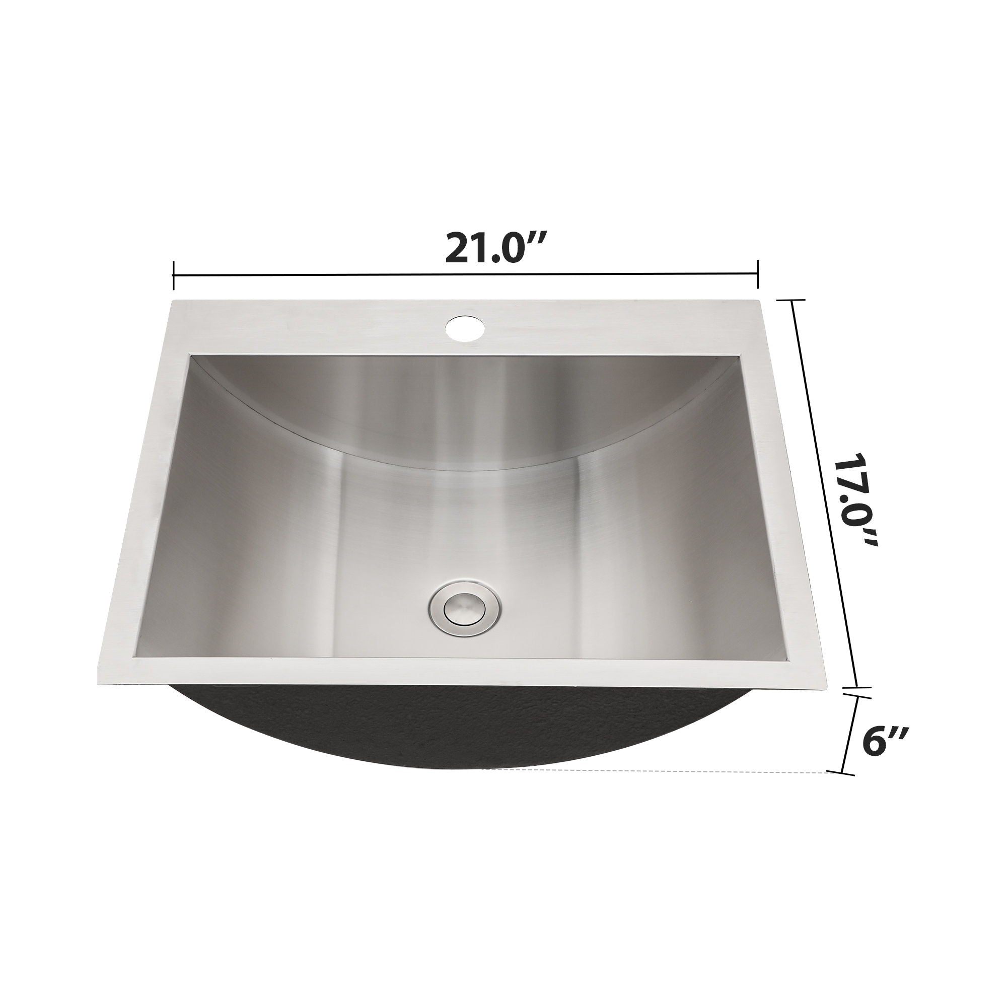 21 X 17&quot; Drop In Bathroom Sink With Pop Up Drain, Stainless Steel Su304, Durable &amp; Rust Resistant, Easy Installation - Brushed Nickel