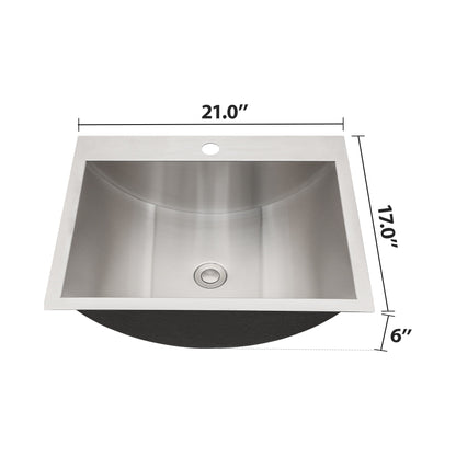 21 X 17&quot; Drop In Bathroom Sink With Pop Up Drain, Stainless Steel Su304, Durable &amp; Rust Resistant, Easy Installation - Brushed Nickel
