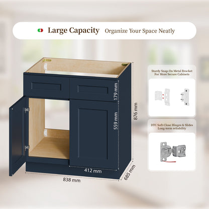 Shaker Base Cabinet With Soft-Close Drawer &amp; Double Doors, Adjustable Shelf