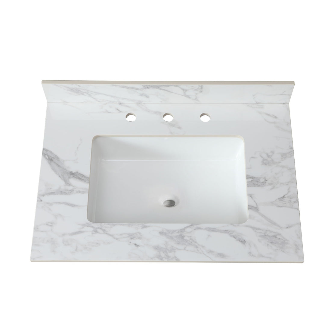Elegant Sintered Stone Bathroom Vanity Top With Rectangular Undermount Ceramic Sink