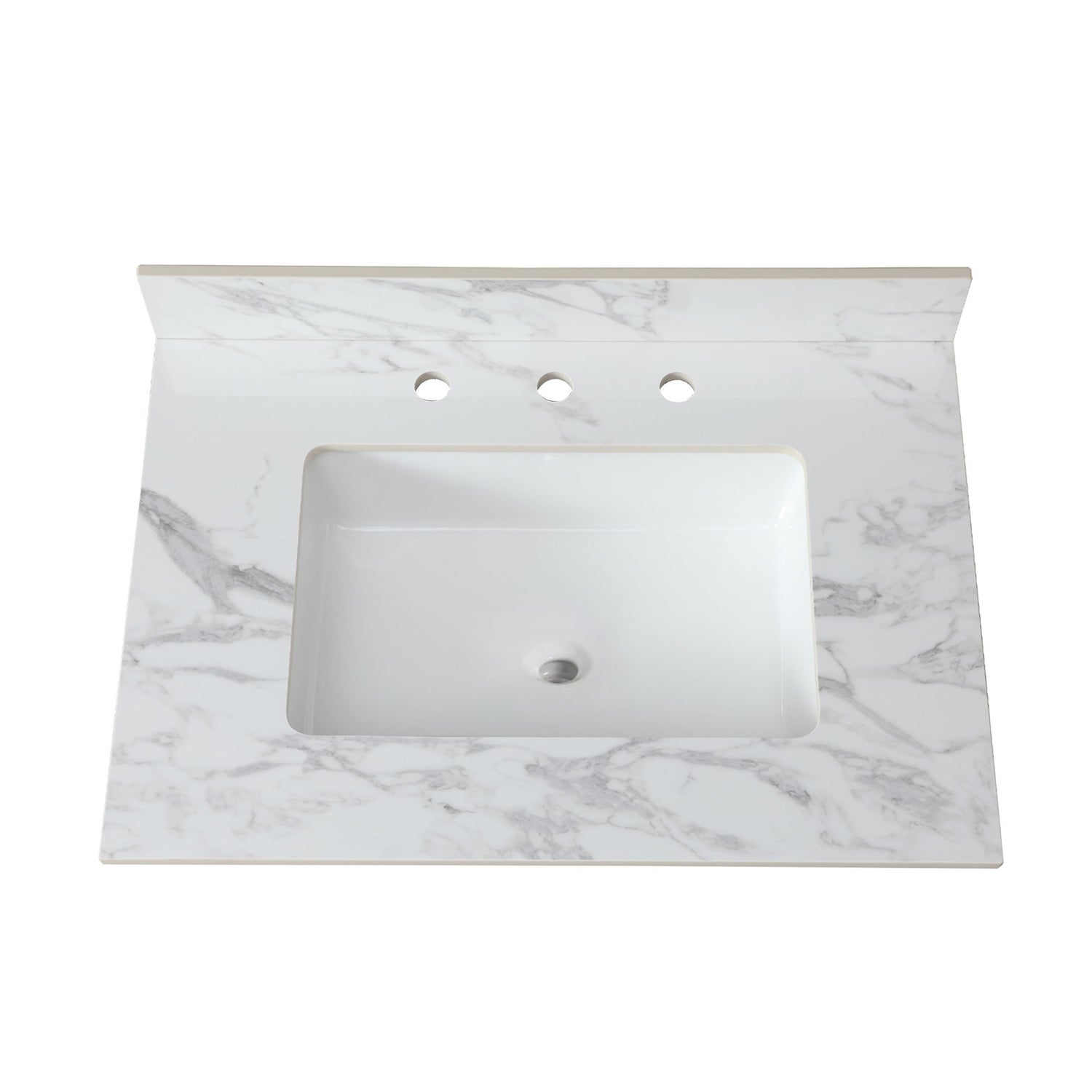 Elegant Sintered Stone Bathroom Vanity Top With Rectangular Undermount Ceramic Sink