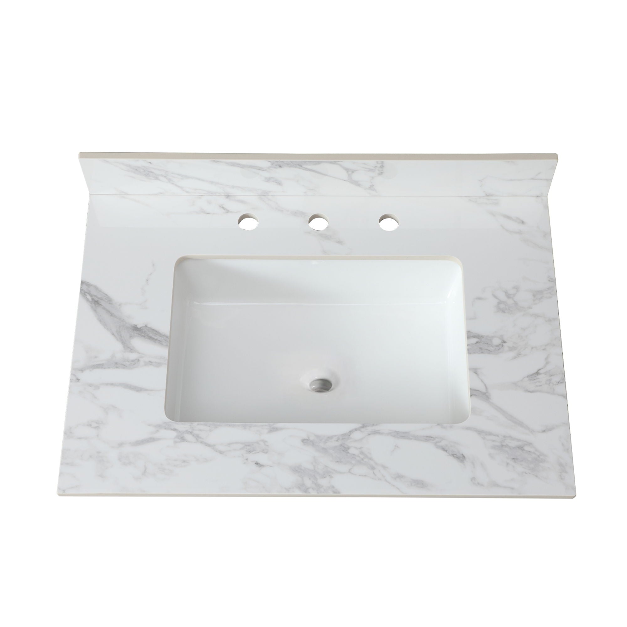 Elegant Sintered Stone Bathroom Vanity Top With Rectangular Undermount Ceramic Sink