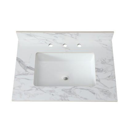 Elegant Sintered Stone Bathroom Vanity Top With Rectangular Undermount Ceramic Sink