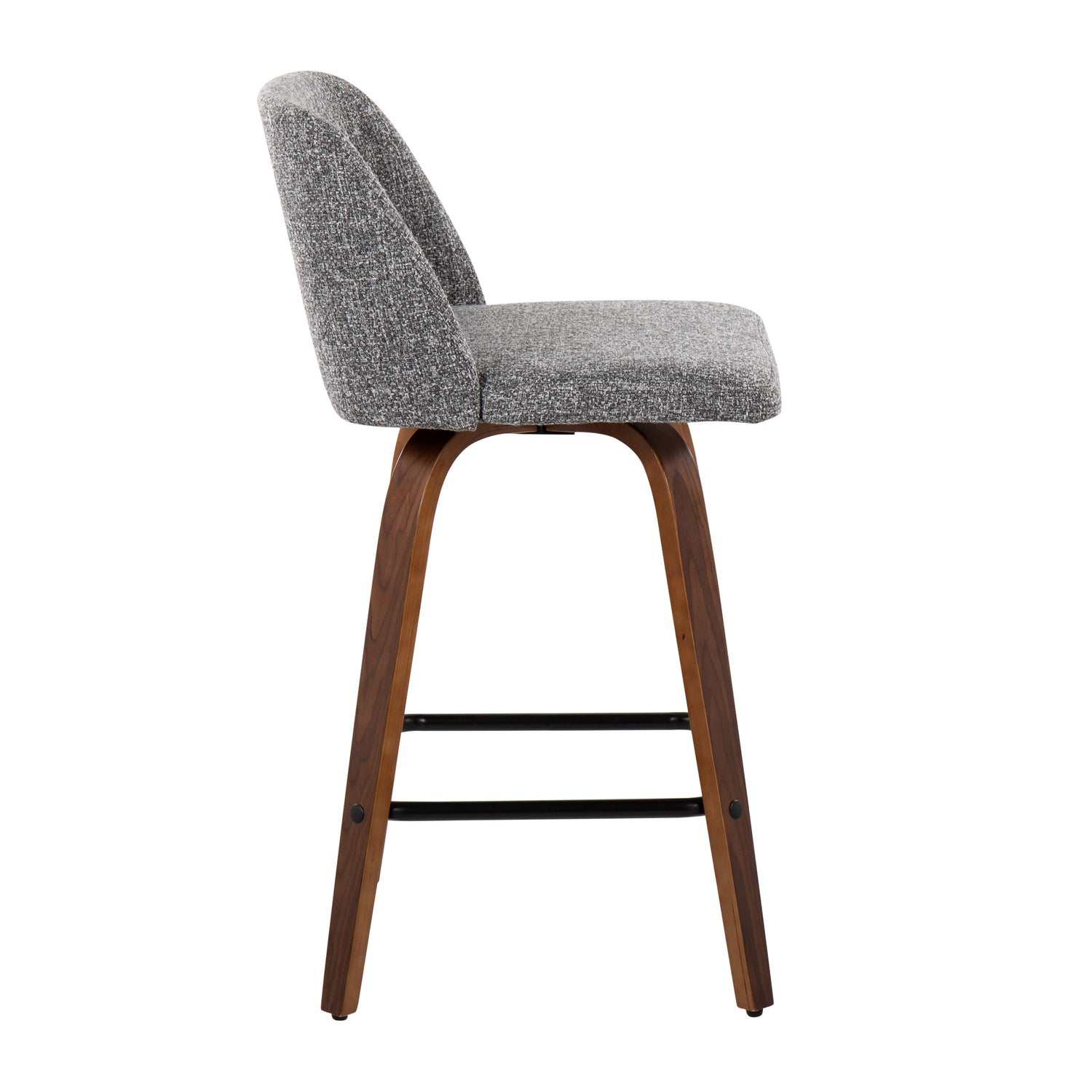 Toriano - Mid Century Modern Fixed Height Counter Stool &amp; Square Footrest (Set of 2)