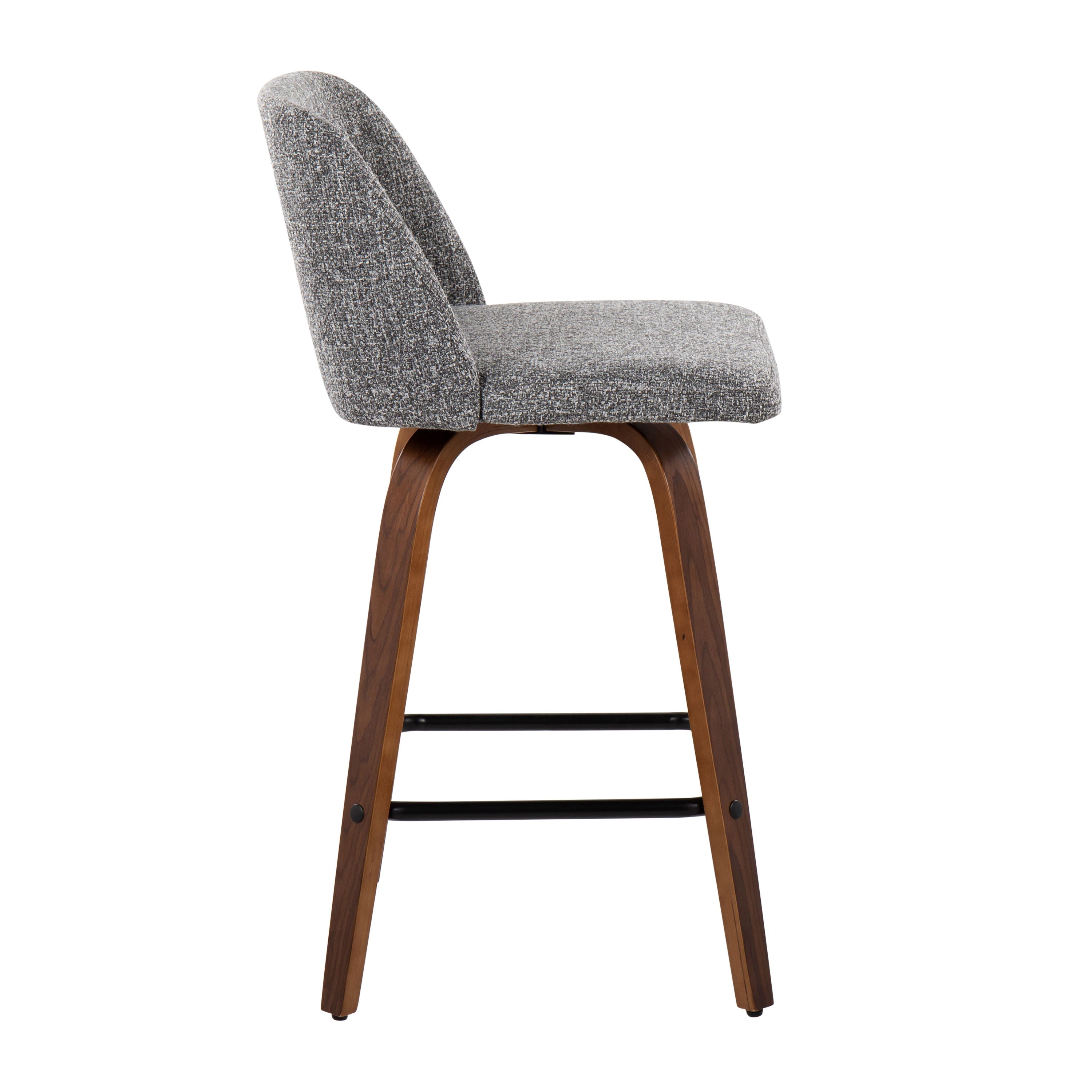 Toriano - Mid Century Modern Fixed Height Counter Stool &amp; Square Footrest (Set of 2)