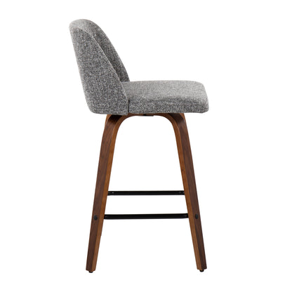 Toriano - Mid Century Modern Fixed Height Counter Stool &amp; Square Footrest (Set of 2)