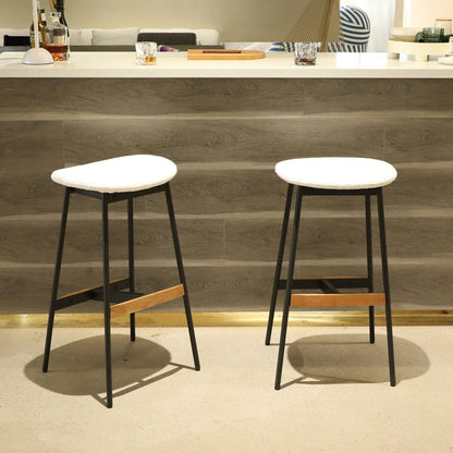 Modern Bar Stools Comfortable &amp; Stylish, Soft Fabric Upholstered, Backless (Set of 2)