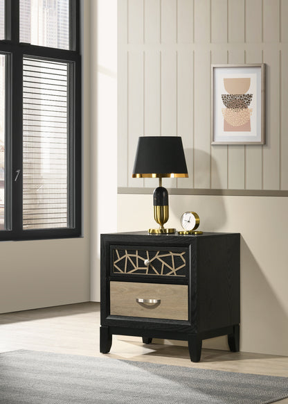 Selena Modern &amp; Contemporary King 4PC Bedroom set Made with Wood in Black and Natural