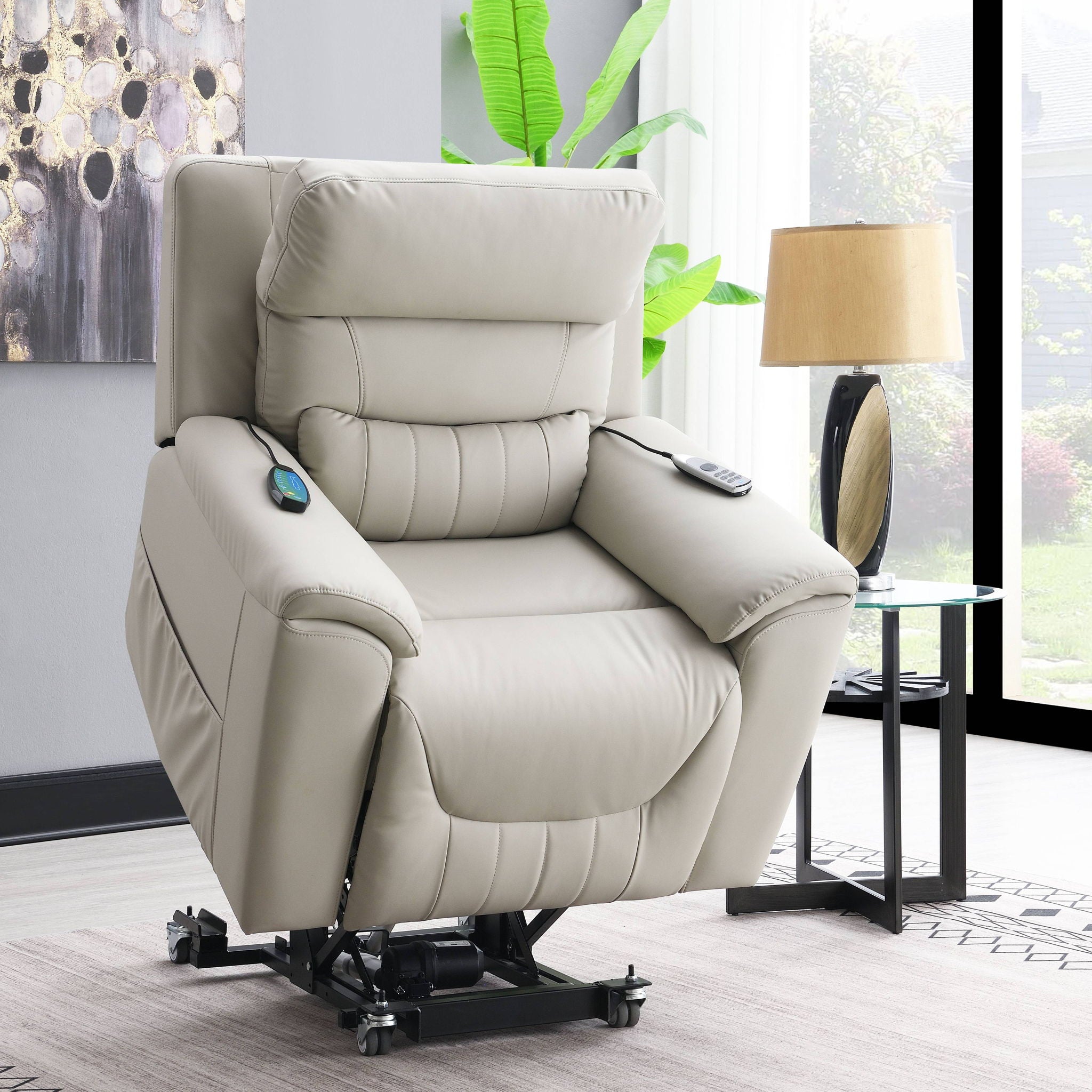 Marsha - Power Recliner With Lift &amp; Massage - Light Gray