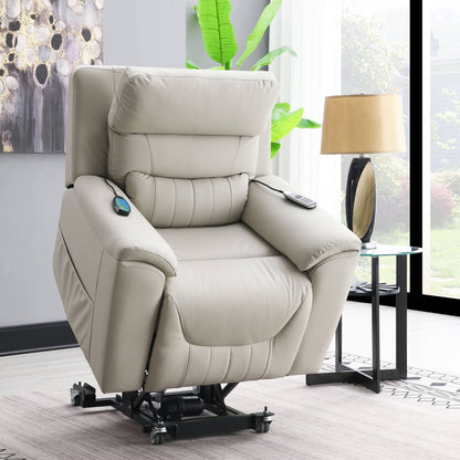 Marsha - Power Recliner With Lift &amp; Massage - Light Gray