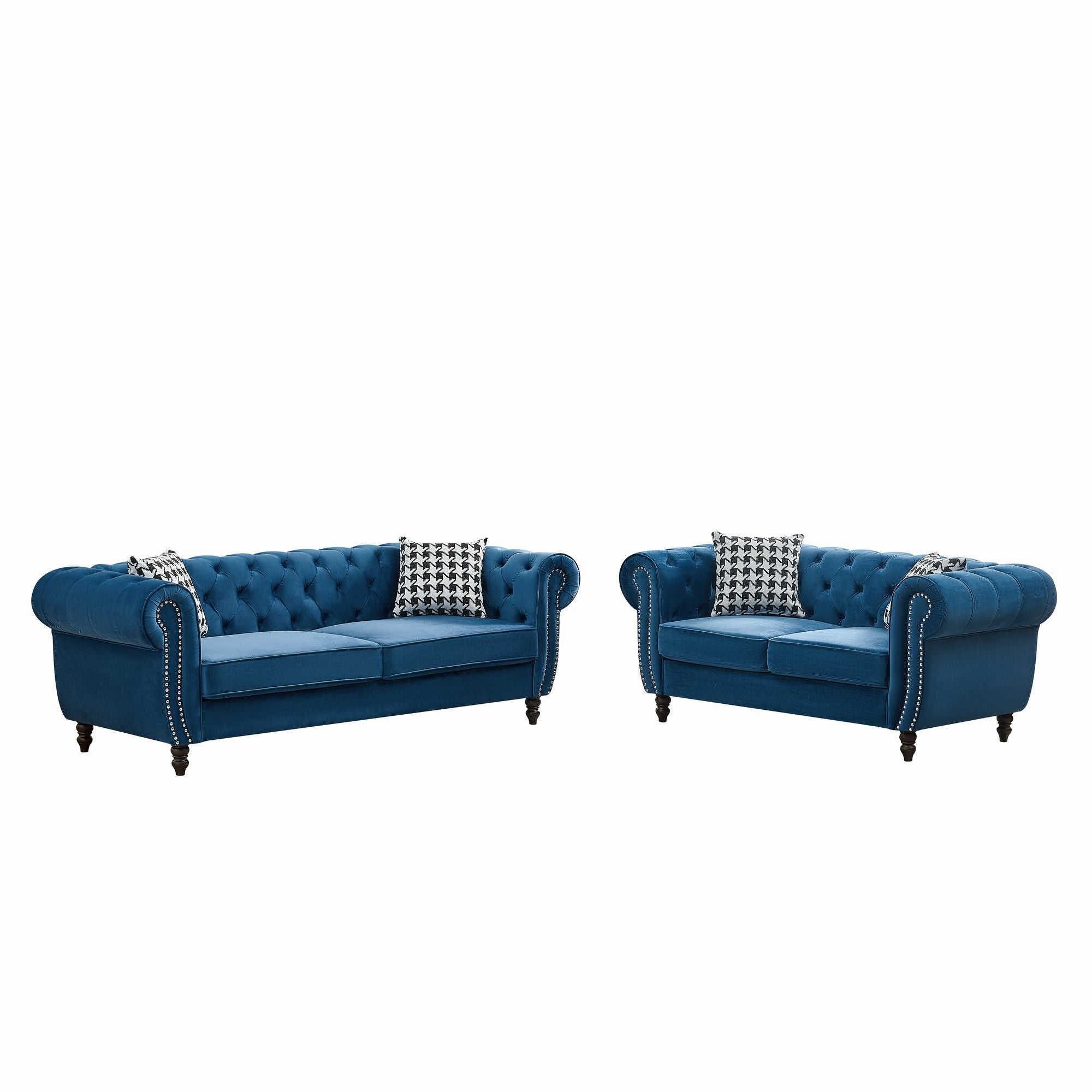 Chesterfield Set With Roll Armrest &amp; Nailhead