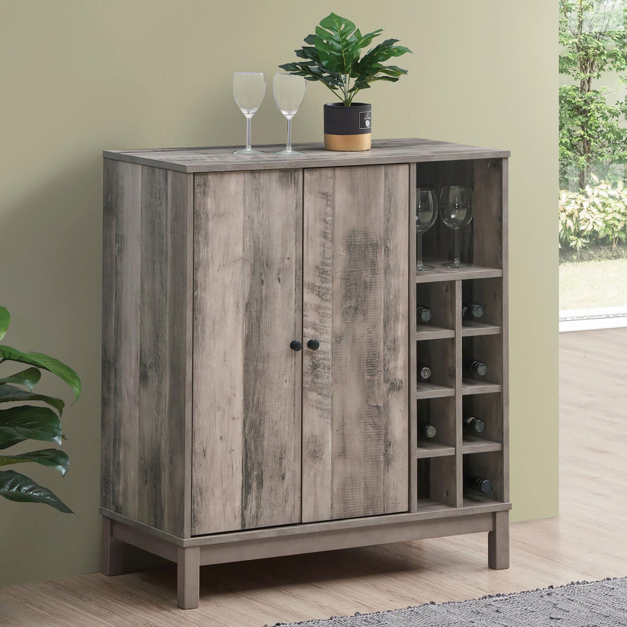 Wine Cabinet With 2 Doors - Gray