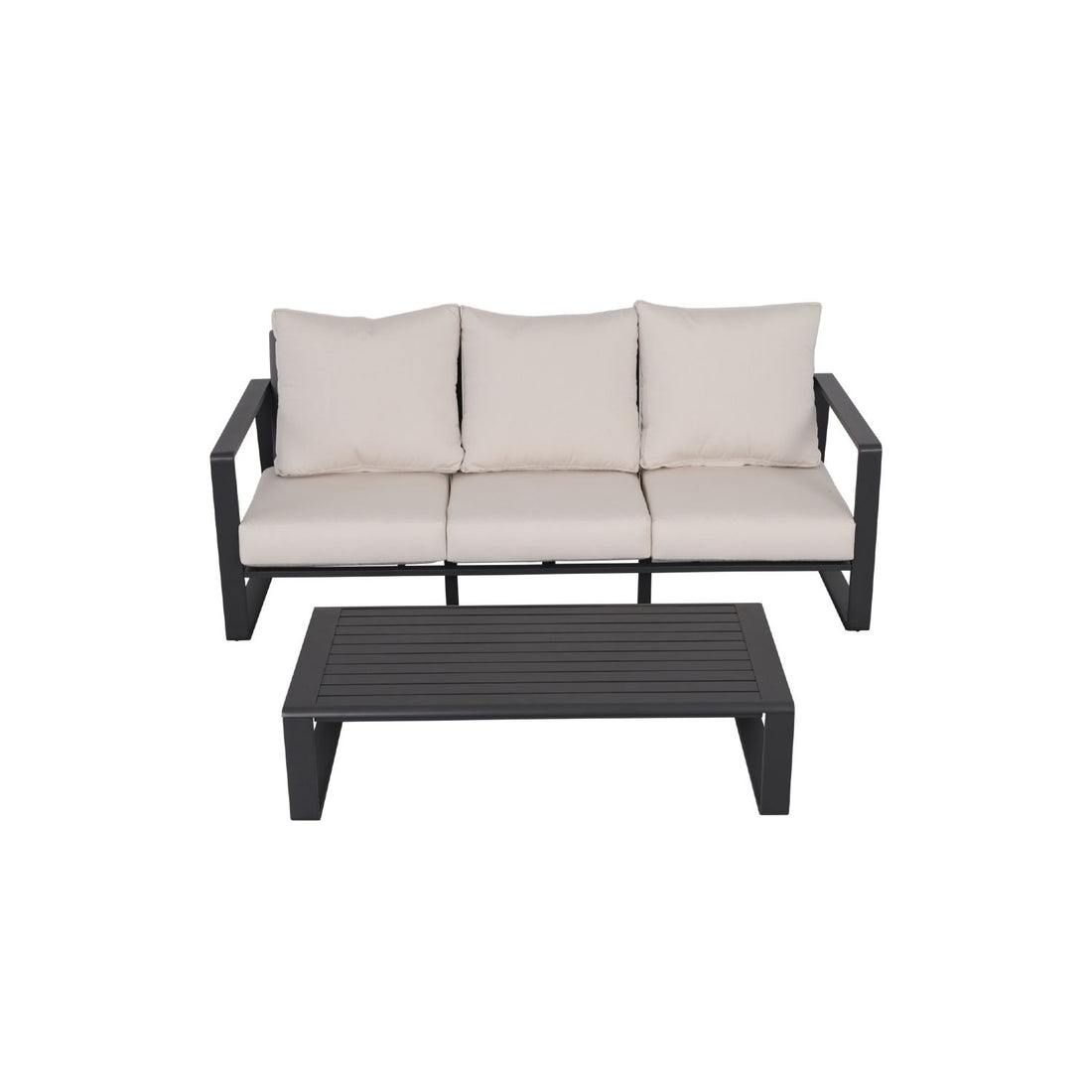 3 Seat Sofa With Rectangular Coffee Table, American Cloth Cushion Tino Tino - Milky White