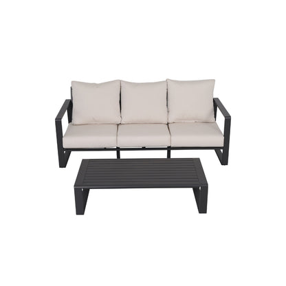 3 Seat Sofa With Rectangular Coffee Table, American Cloth Cushion Tino Tino - Milky White