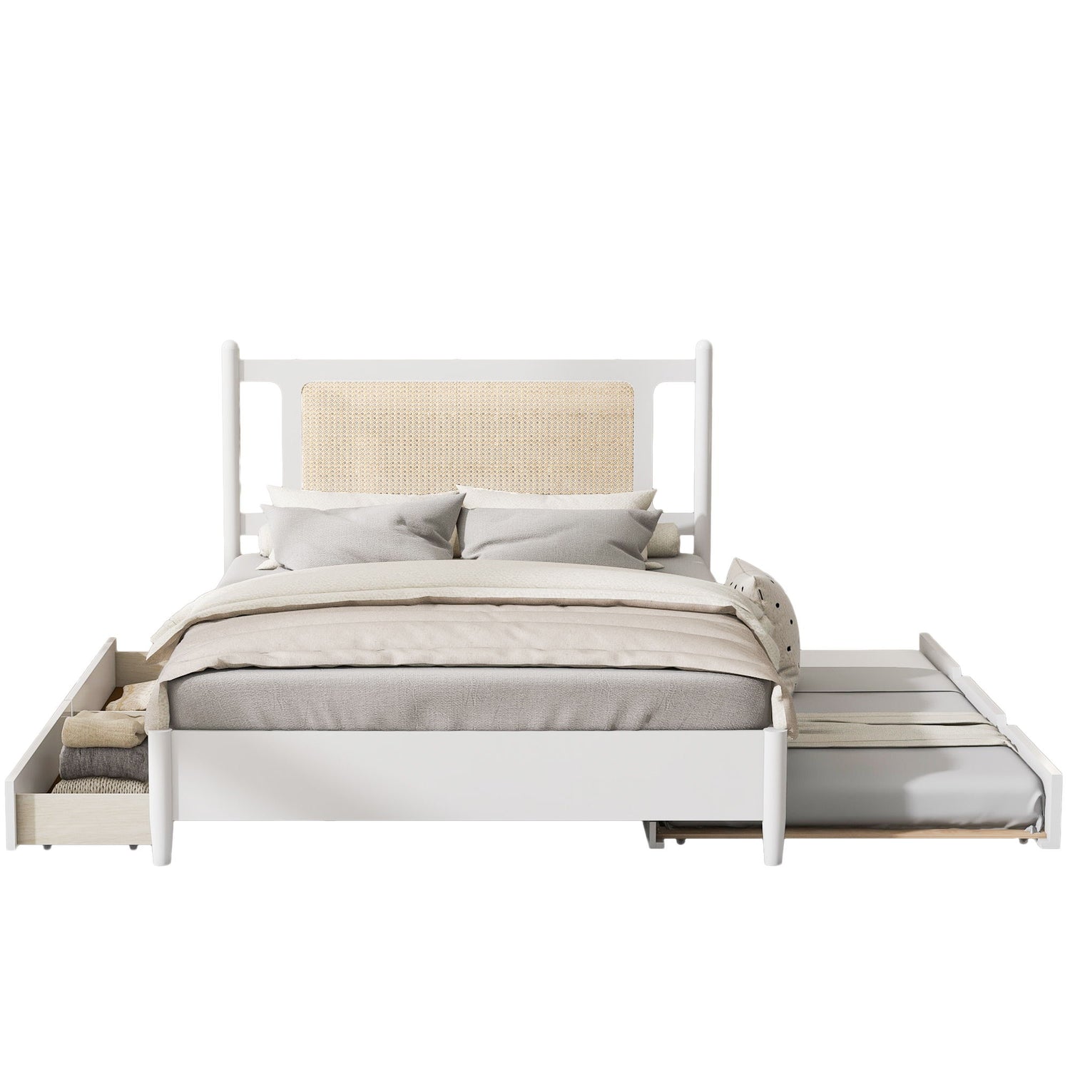 Platform Bed With 2 Big Drawers &amp; Trundle