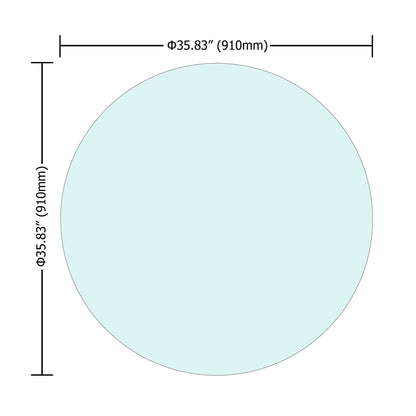 36&quot; Round Tempered Glass Table Top Clear Glass 1 / 4&quot; Thick Flat Polished Edge - Transparent
