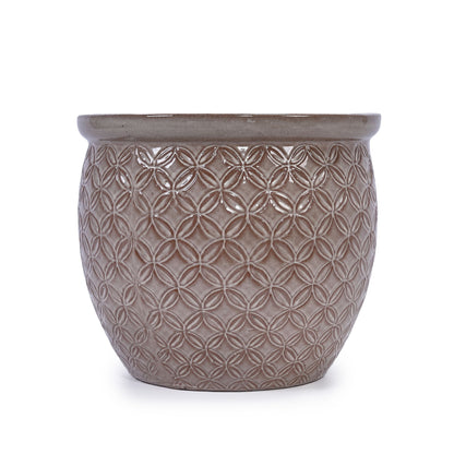 3 Pieces Ceramic Flowerpot, Planter For Patio &amp; Garden Or Windowsills - Antique Yellow