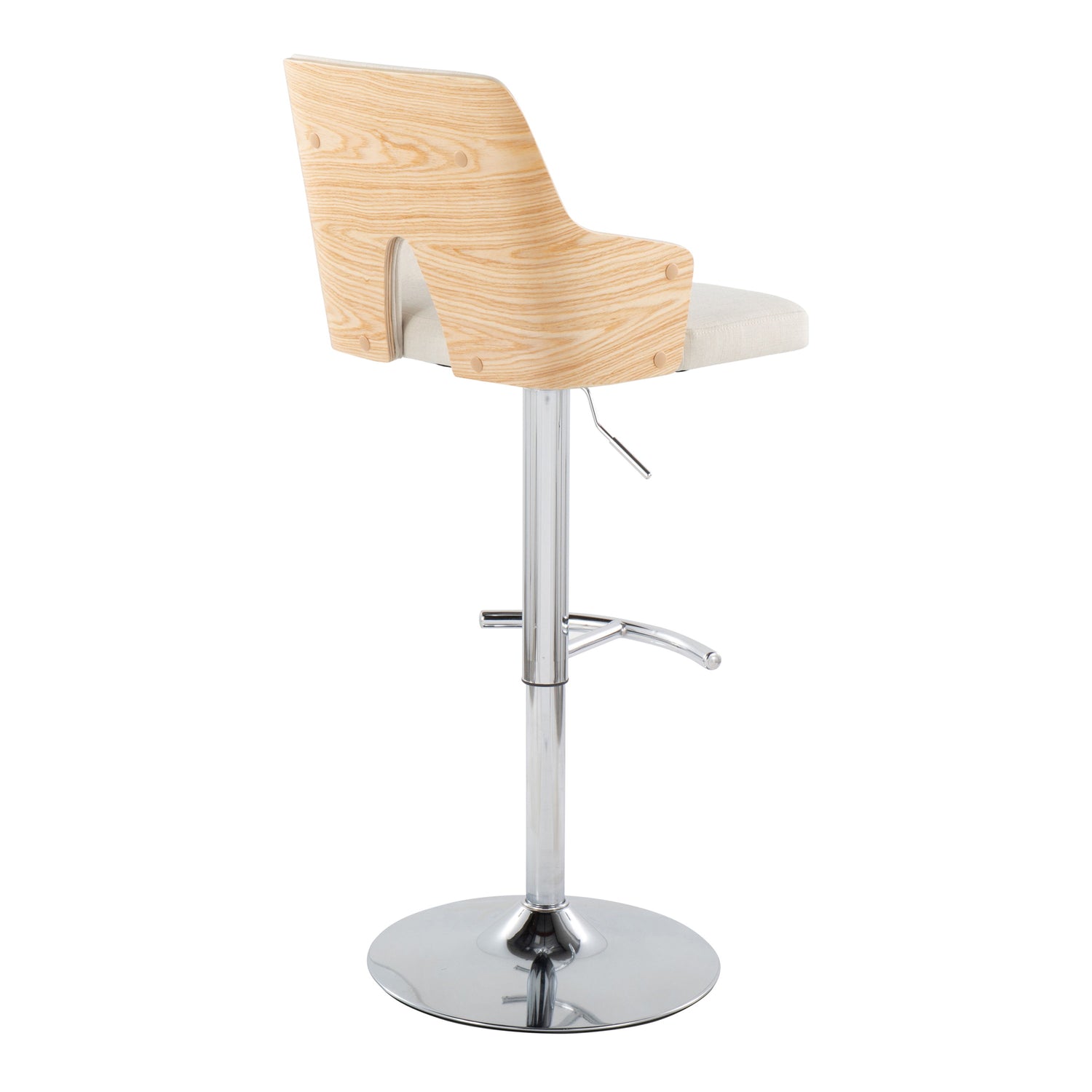 Stella - Contemporary Adjustable Barstool Stool With Swivel &amp; Rounded T Footrest (Set of 2)