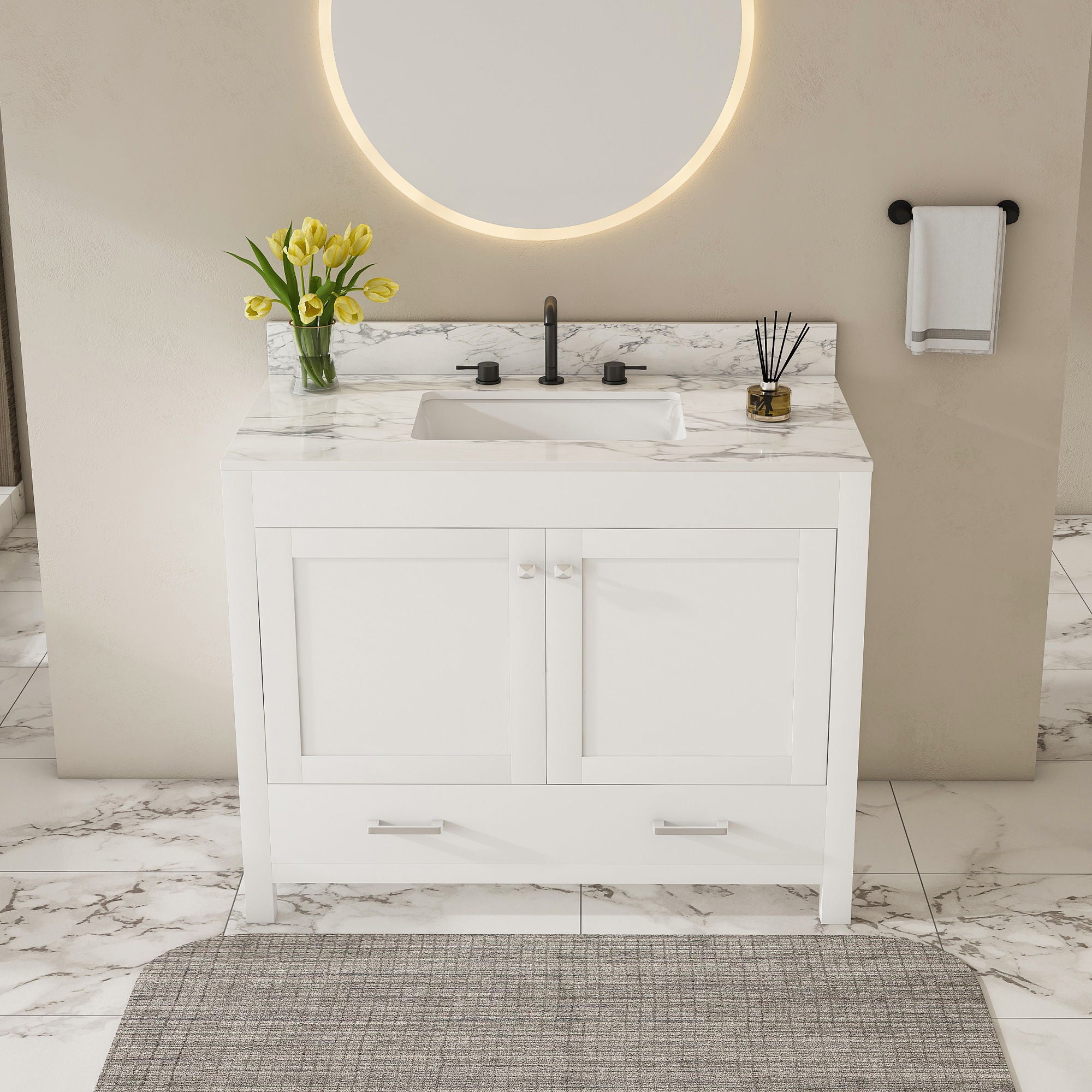 43&quot; Bathroom Vanity Multi Functional Cabinet - White