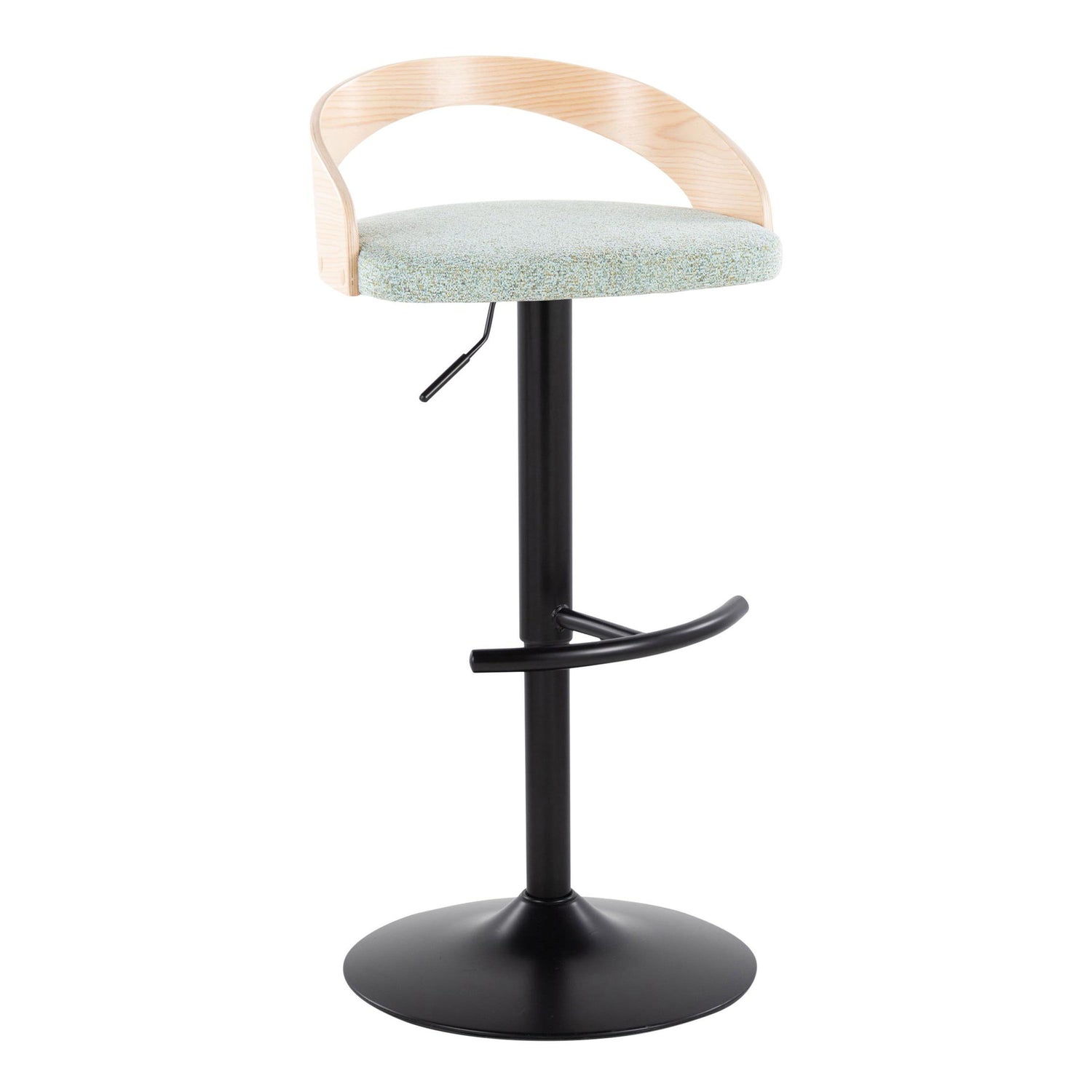 Grotto - Contemporary Adjustable Barstool With Swivel &amp; Rounded T Footrest (Set of 2)