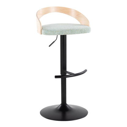 Grotto - Contemporary Adjustable Barstool With Swivel &amp; Rounded T Footrest (Set of 2)