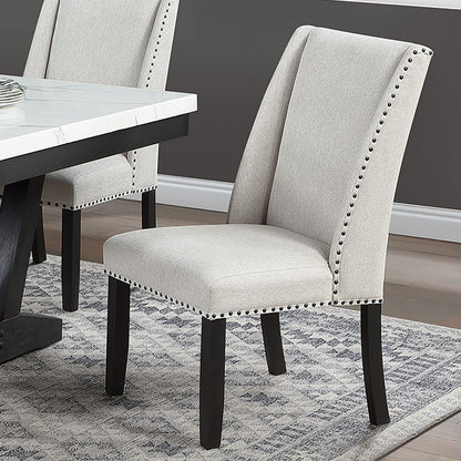 Upholstered Wingback Dining Chairs With Nailhead Trim (Set of 2) - Antique Black
