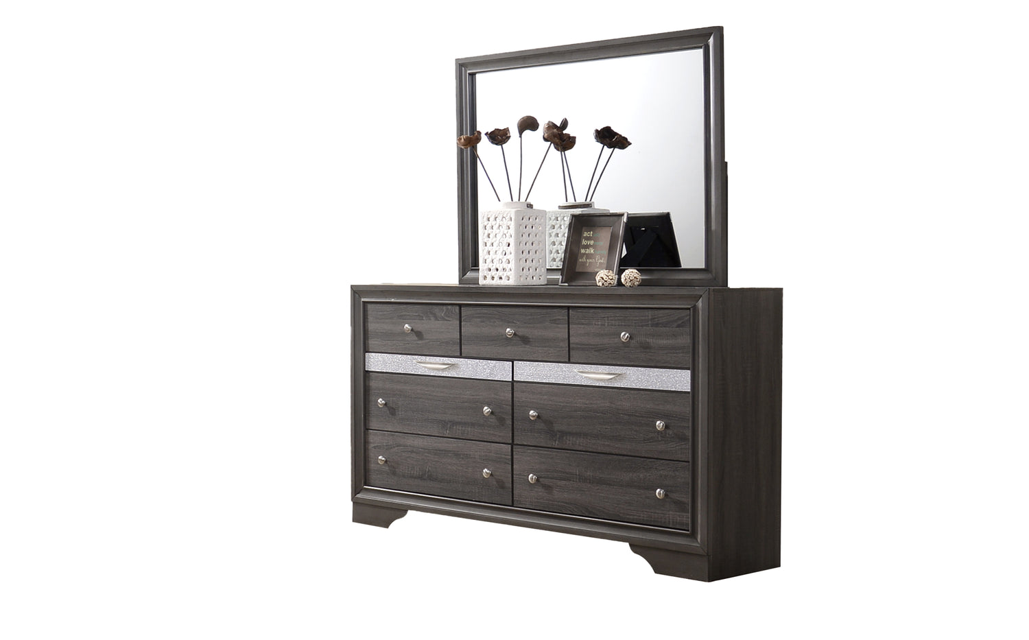 Matrix Traditional Queen 4 piece Storage Bedroom Set made with Wood in Gray