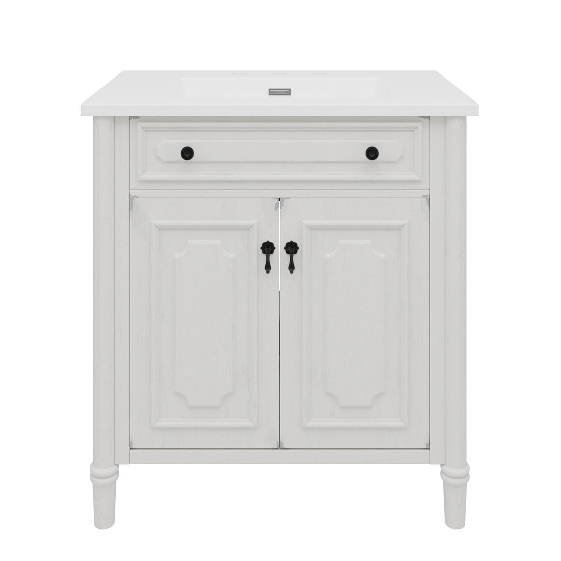 Vintage Bathroom Vanity With Sink, Rustic Cabinet With Soft Close Doors