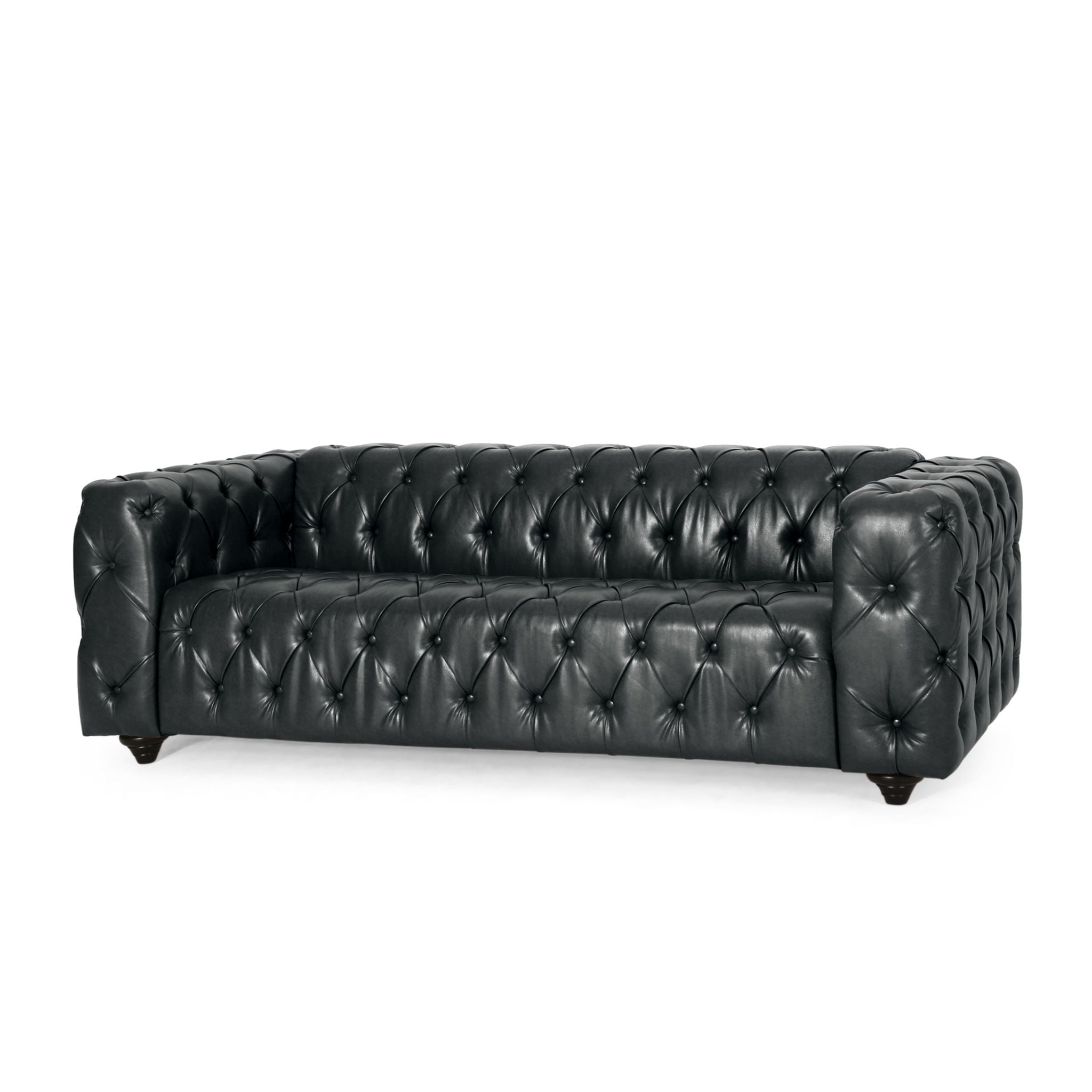Comfy 3 Seat Sofa &amp; Wooden Legs, For Living Room And Study - Black