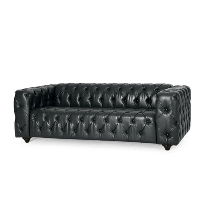 Comfy 3 Seat Sofa &amp; Wooden Legs, For Living Room And Study - Black