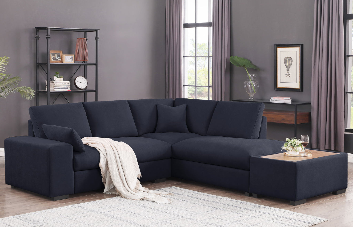 Joshua - 100&quot; Sectional Sofa with Right Facing Chaise and Console Ottoman