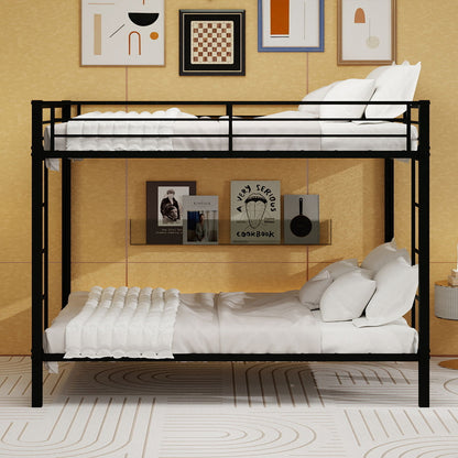 Bunk Bed For Kids, Convertible Frame With Ladders &amp; Guardrail