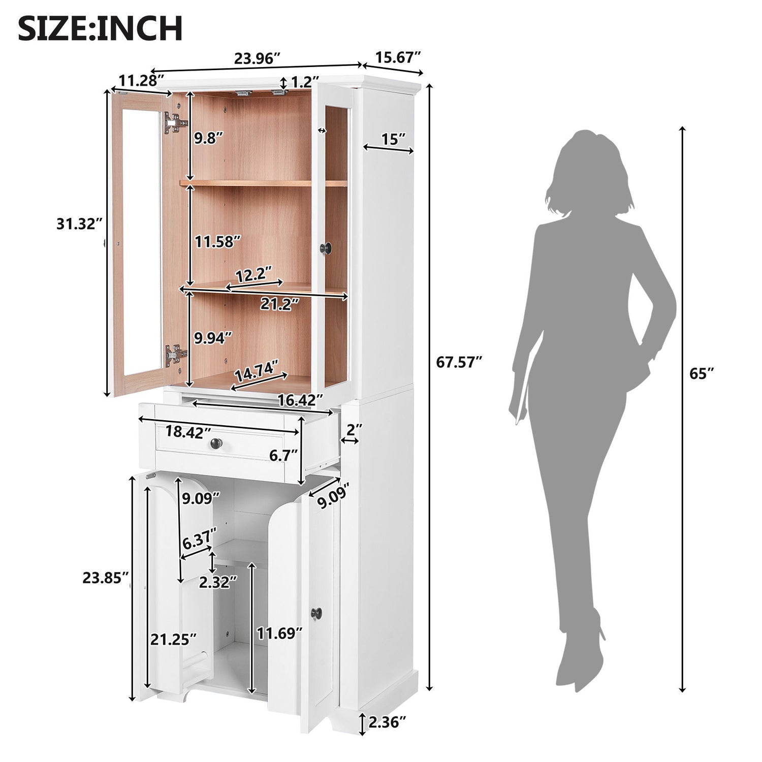 Bathroom Storage Cabinet, Adjustable Shelves &amp; Drawer, Freestanding Linen Tower